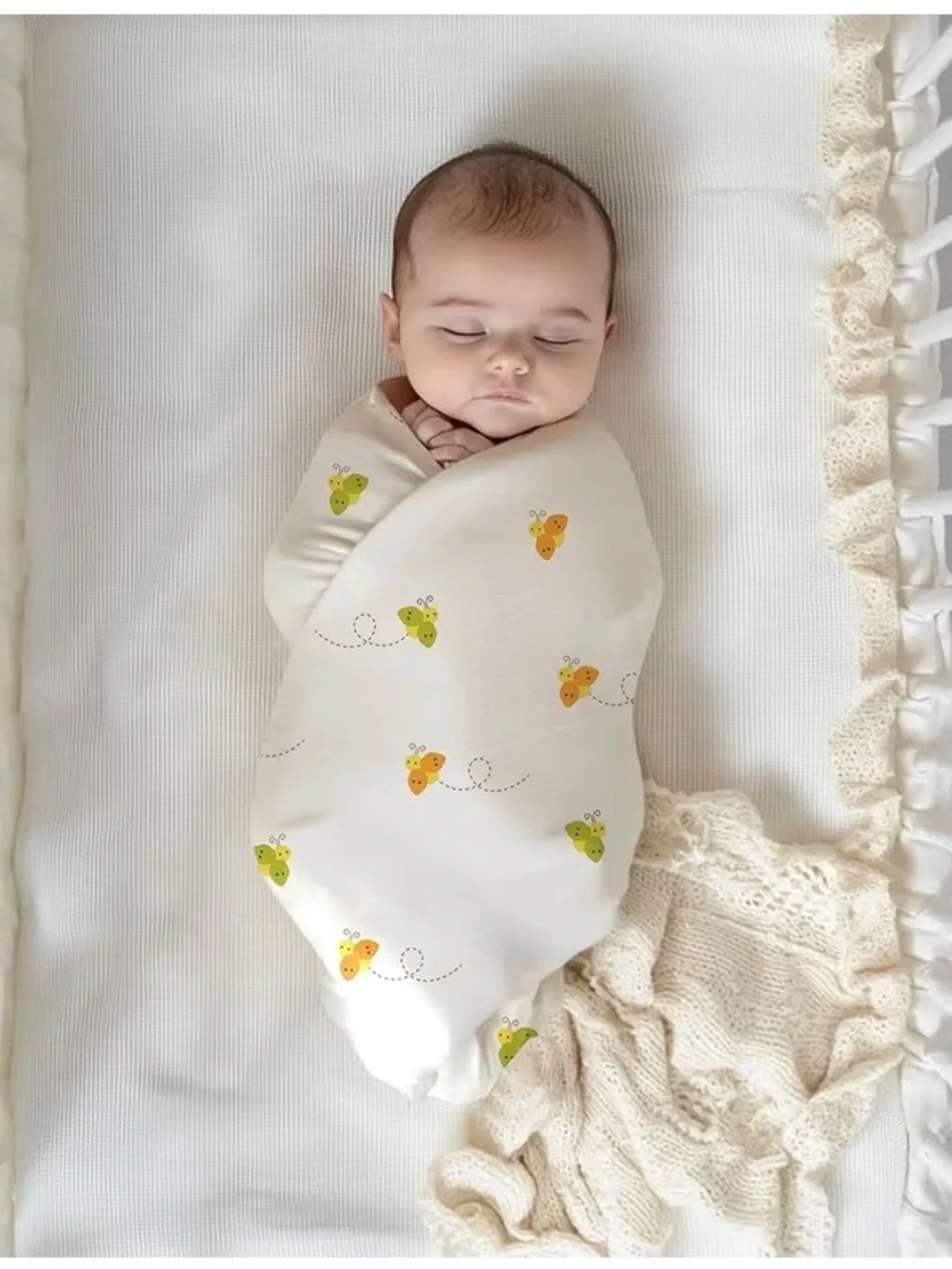 NWT The White Cradle 100% Organic Cotton Baby Swaddle, Soft Muslin, Honey Bee